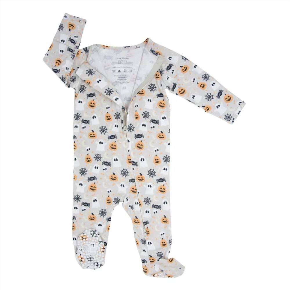 NEW SWEET BAMBOO kids trick or treat footie in white
